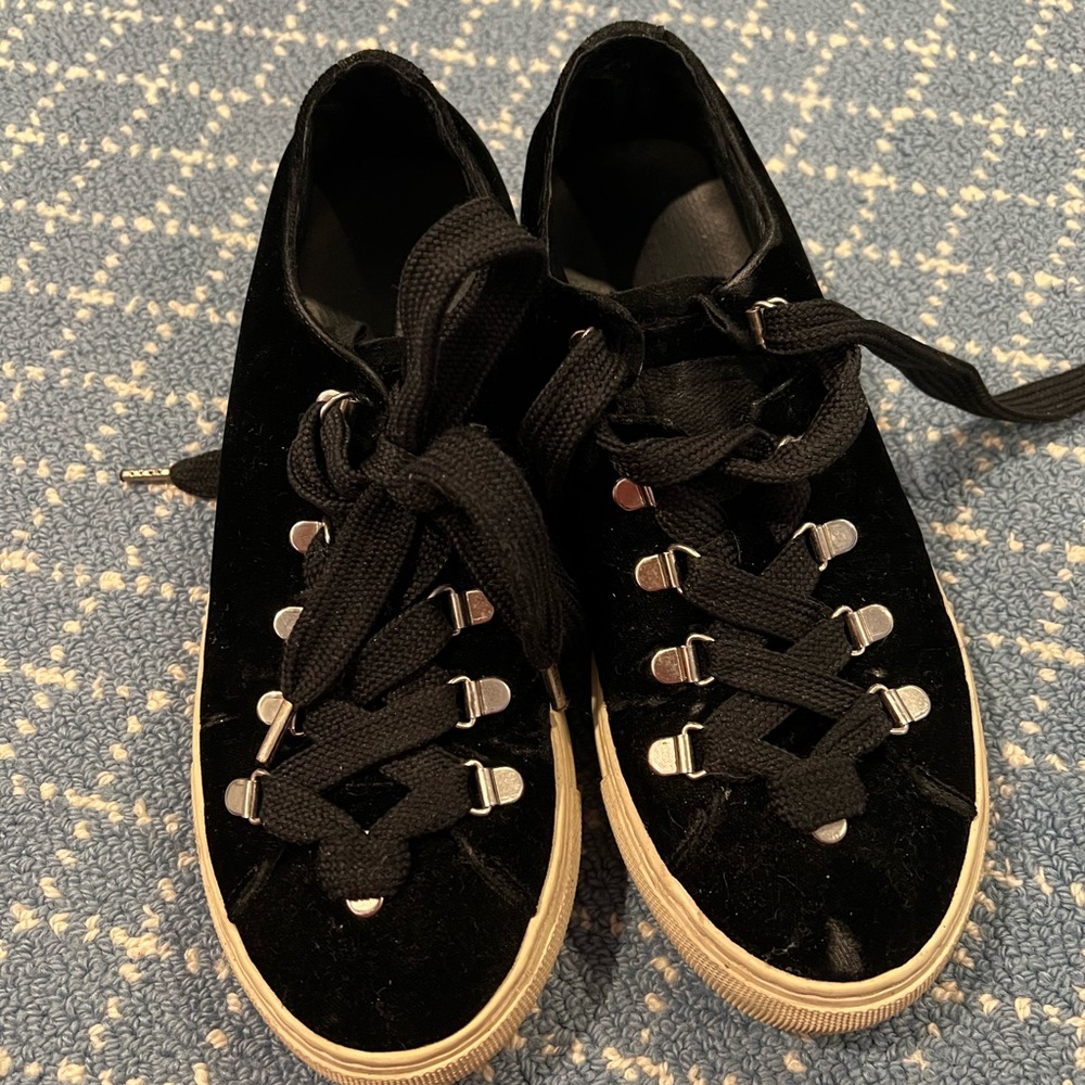 All Saints black velvet sneakers size 38